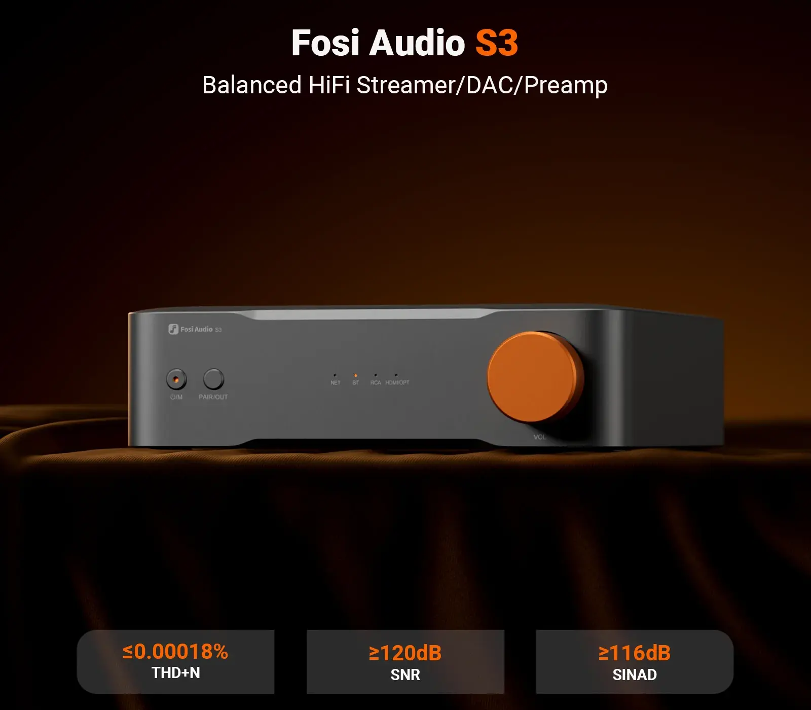 Streamer Fosi Audio S3 z TIDAL/Spotify Connect